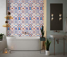 Planche de 9 Adhésif Carrelage - décoration de carreaux - 18 pièces plastifié en mat - mosaïque nuances de orange et blanc- format 20x20cm par pièce