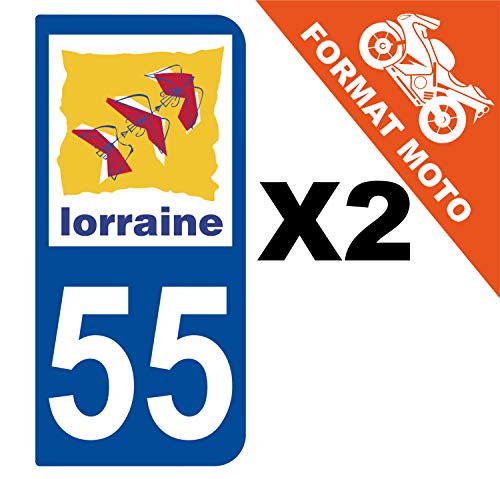 Supstick 2 Stickers Autocollants Plaques Immatriculation Moto Dept 55 Lorraine Bleu Foncé 2 Angles Arrondis