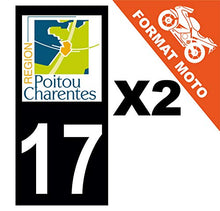 Supstick 2 Stickers Autocollants Plaques Immatriculation Moto Dept 17 Poitou Charentes Noir Angles Carrés