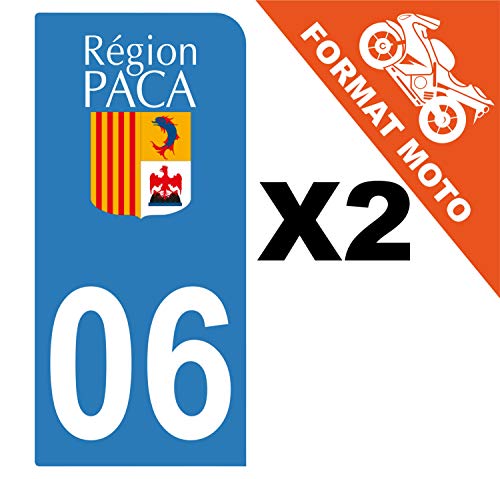 Supstick 2 Stickers Autocollants Plaques Immatriculation Moto Dept 06 Paca Bleu Clair 1 Angle Arrondi