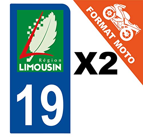 Supstick 2 Stickers Autocollants Plaques Immatriculation Moto Dept 19 Limousin Bleu Foncé 1 Angle Arrondi