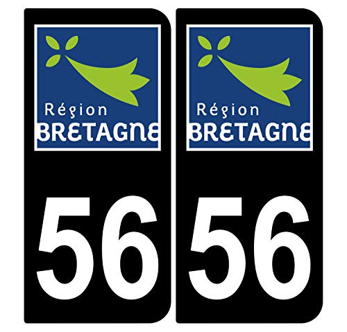 Supstick 2 Stickers Autocollants Plaques Immatriculation Auto Dept 56 Bretagne Noir Angles Arrondis