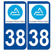 Supstick 2 Stickers Autocollants Plaques Immatriculation Auto Dept 38 Auvergne Rhône Alpes Bleu Foncé Angles Arrondis