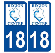 Supstick 2 Stickers Autocollants Plaques Immatriculation Auto Dept 18 Centre Bleu Foncé Angles Arrondis