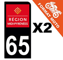 Supstick 2 Stickers Autocollants Plaques Immatriculation Moto Dept 65 Midi Pyrénées Noir 1 Angle Arrondi