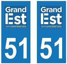 supstick 2 STICKERS AUTOCOLLANT PLAQUE IMMATRICULATION DEPT 51 Grand Est format rectangulaire - supstick.fr