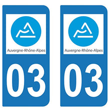 SupStick 2 STICKERS AUTOCOLLANT PLAQUE IMMATRICULATION DEPARTEMENT 03 Auvergne-Rhône-Alpes