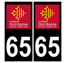 Supstick 2 Stickers Autocollants Plaques Immatriculation Auto Dept 65 Occitanie Noir Angles Carrés