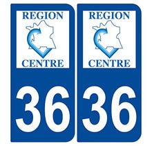 Supstick 2 Stickers Autocollants Plaques Immatriculation Auto Dept 36 Centre Bleu Foncé Angles Arrondis