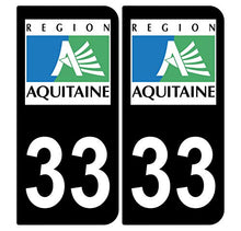 Supstick 2 Stickers Autocollants Plaques Immatriculation Auto Dept 33 Aquitaine Noir Angles Arrondis