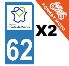 Supstick 2 Stickers Autocollants Plaques Immatriculation Moto Dept 62 Hauts de France Bleu Clair 1 Angle Arrondi