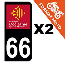 Supstick 2 Stickers Autocollants Plaques Immatriculation Moto Dept 66 Occitanie Noir 2 Angles Arrondis