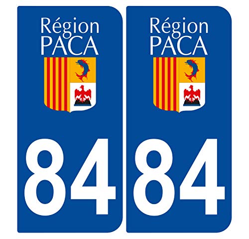 Supstick 2 Stickers Autocollants Plaques Immatriculation Auto Dept 84 Paca Bleu Foncé Angles Arrondis