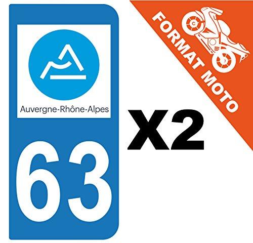 supstick 2 Stickers Autocollant Plaque IMMATRICULATION Moto DEPT 63 Auvergne-Rhône-Alpes - supstick.fr