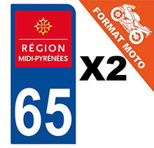 Supstick 2 Stickers Autocollants Plaques Immatriculation Moto Dept 65 Midi Pyrénées Bleu Foncé 1 Angle Arrondi
