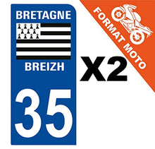 Supstick 2 Stickers Autocollants Plaques Immatriculation Moto Dept 35 Bretagne Breizh Bleu Foncé 1 Angle Arrondi