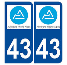 Supstick 2 Stickers Autocollants Plaques Immatriculation Auto Dept 43 Auvergne Rhône Alpes Bleu Foncé Angles Arrondis