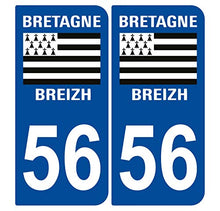 Supstick 2 Stickers Autocollants Plaques Immatriculation Auto Dept 56 Bretagne Breizh Bleu Foncé Angles Arrondis