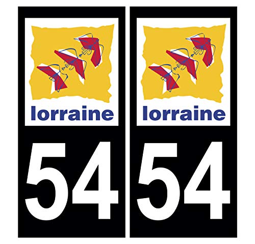 Supstick 2 Stickers Autocollants Plaques Immatriculation Auto Dept 54 Lorraine Noir Angles Carrés