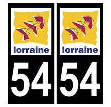 Supstick 2 Stickers Autocollants Plaques Immatriculation Auto Dept 54 Lorraine Noir Angles Carrés