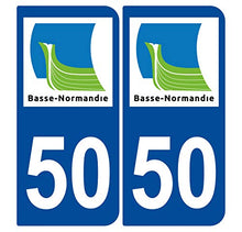 Supstick 2 Stickers Autocollants Plaques Immatriculation Auto Dept 50 Basse Normandie Bleu Foncé Angles Arrondis