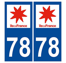Supstick 2 Stickers Autocollants Plaques Immatriculation Auto Dept 78 Ile de France Bleu Foncé Angles Carrés