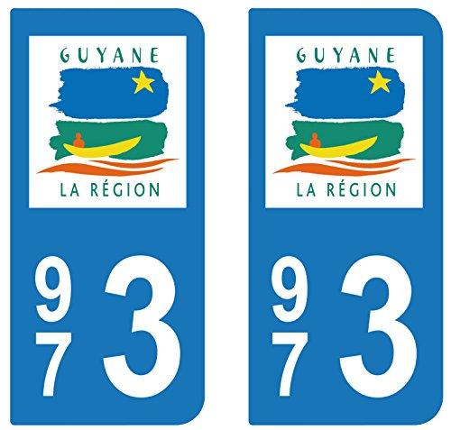 supstick 2 STICKERS AUTOCOLLANT PLAQUE IMMATRICULATION DEPT 973 Région Guyane - supstick.fr