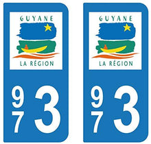 supstick 2 STICKERS AUTOCOLLANT PLAQUE IMMATRICULATION DEPT 973 Région Guyane - supstick.fr