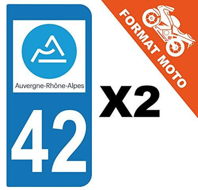 supstick 2 Stickers Autocollant Plaque IMMATRICULATION Moto DEPT 42 Auvergne-Rhône-Alpes - supstick.fr