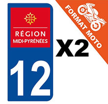 Supstick 2 Stickers Autocollants Plaques Immatriculation Moto Dept 12 Midi Pyrénées Bleu Foncé 2 Angles Arrondis