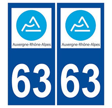 Supstick 2 Stickers Autocollants Plaques Immatriculation Auto Dept 63 Auvergne Rhône Alpes Bleu Foncé Angles Carrés