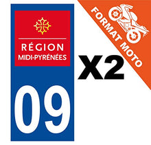 Supstick 2 Stickers Autocollants Plaques Immatriculation Moto Dept 09 Midi Pyrénées Bleu Foncé Angles Carrés