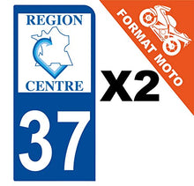 Supstick 2 Stickers Autocollants Plaques Immatriculation Moto Dept 37 Centre Bleu Foncé 1 Angle Arrondi