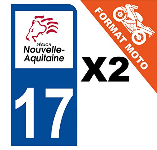 Supstick 2 Stickers Autocollants Plaques Immatriculation Moto Dept 17 Nouvelle Aquitaine Bleu Foncé 1 Angle Arrondi
