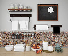 Lot de 10 Adhésif Carrelage - décoration de carreaux - 10 pièces plastifié en mat - mosaïque style mandala marron - format 20x20cm par pièce