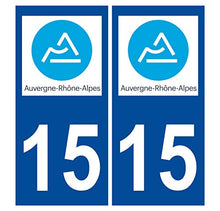 Supstick 2 Stickers Autocollants Plaques Immatriculation Auto Dept 15 Auvergne Rhône Alpes Bleu Foncé Angles Carrés