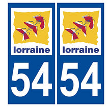 Supstick 2 Stickers Autocollants Plaques Immatriculation Auto Dept 54 Lorraine Bleu Foncé Angles Carrés
