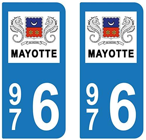 supstick 2 STICKERS AUTOCOLLANT PLAQUE IMMATRICULATION DEPT 976 Région de Mayotte - supstick.fr