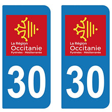 SupStick 2 STICKERS AUTOCOLLANT PLAQUE IMMATRICULATION DEPARTEMENT DU GARD 30 REGION OCCITANIE