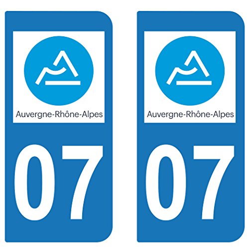 SupStick 2 STICKERS AUTOCOLLANT PLAQUE IMMATRICULATION DEPT 07 Auvergne-Rhône-Alpes