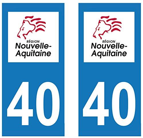 supstick 2 STICKERS AUTOCOLLANT PLAQUE IMMATRICULATION DEPT 40 Nouvelle-Aquitaine format rectangulaire - supstick.fr