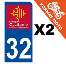 Supstick 2 Stickers Autocollants Plaques Immatriculation Moto Dept 32 Occitanie Bleu Foncé 1 Angle Arrondi