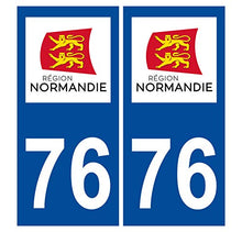 Supstick 2 Stickers Autocollants Plaques Immatriculation Auto Dept 76 Normandie Bleu Foncé Angles Carrés