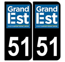 Supstick 2 Stickers Autocollants Plaques Immatriculation Auto Dept 51 Grand Est Noir Angles Arrondis