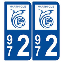Supstick 2 Stickers Autocollants Plaques Immatriculation Auto Dept 972 Martinique Bleu Foncé Angles Arrondis