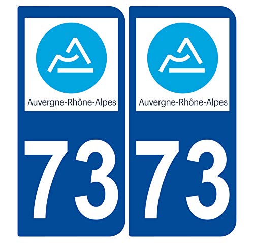 Supstick 2 Stickers Autocollants Plaques Immatriculation Auto Dept 73 Auvergne Rhône Alpes Bleu Foncé Angles Arrondis