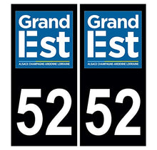 Supstick 2 Stickers Autocollants Plaques Immatriculation Auto Dept 52 Grand Est Noir Angles Carrés