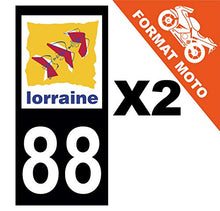 Supstick 2 Stickers Autocollants Plaques Immatriculation Moto Dept 88 Lorraine Noir Angles Carrés
