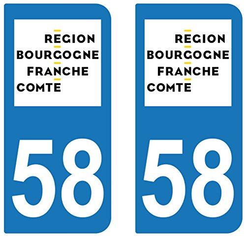 supstick 2 STICKERS AUTOCOLLANT PLAQUE IMMATRICULATION DEPT 58 region Bourgogne-Franche-Comté - supstick.fr