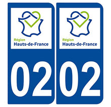 Supstick 2 Stickers Autocollants Plaques Immatriculation Auto Dept 02 Hauts de France Bleu Foncé Angles Arrondis